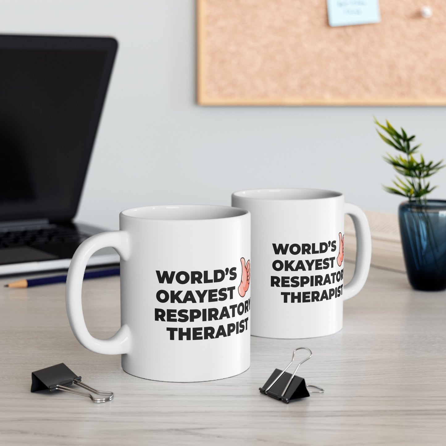 Taglines Gift Co. - World's Okayest Respiratory Therapist 11 oz Ceramic Mug Novelty Coffee Tea Cup