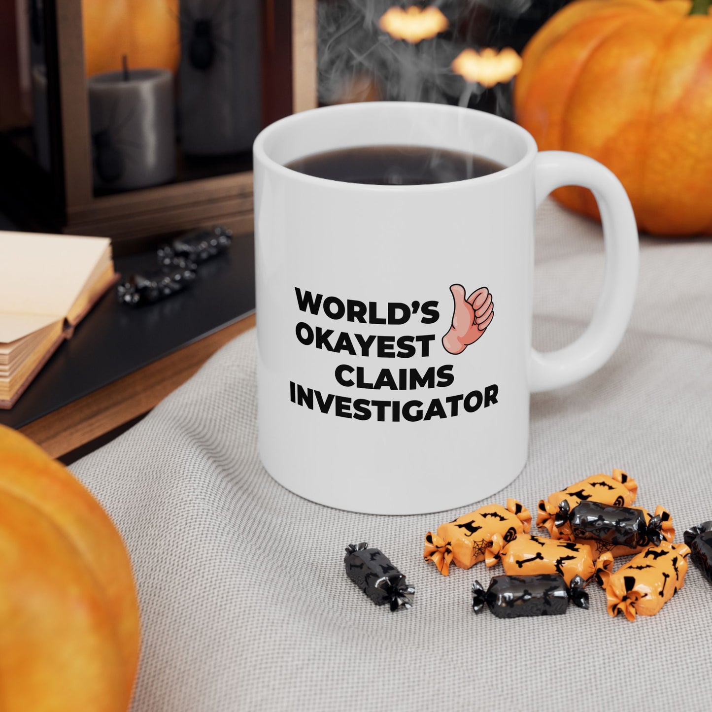 Taglines Gift Co. - World's Okayest Claims Investigator 11 oz Ceramic Mug - Novelty Coffee Tea Cup