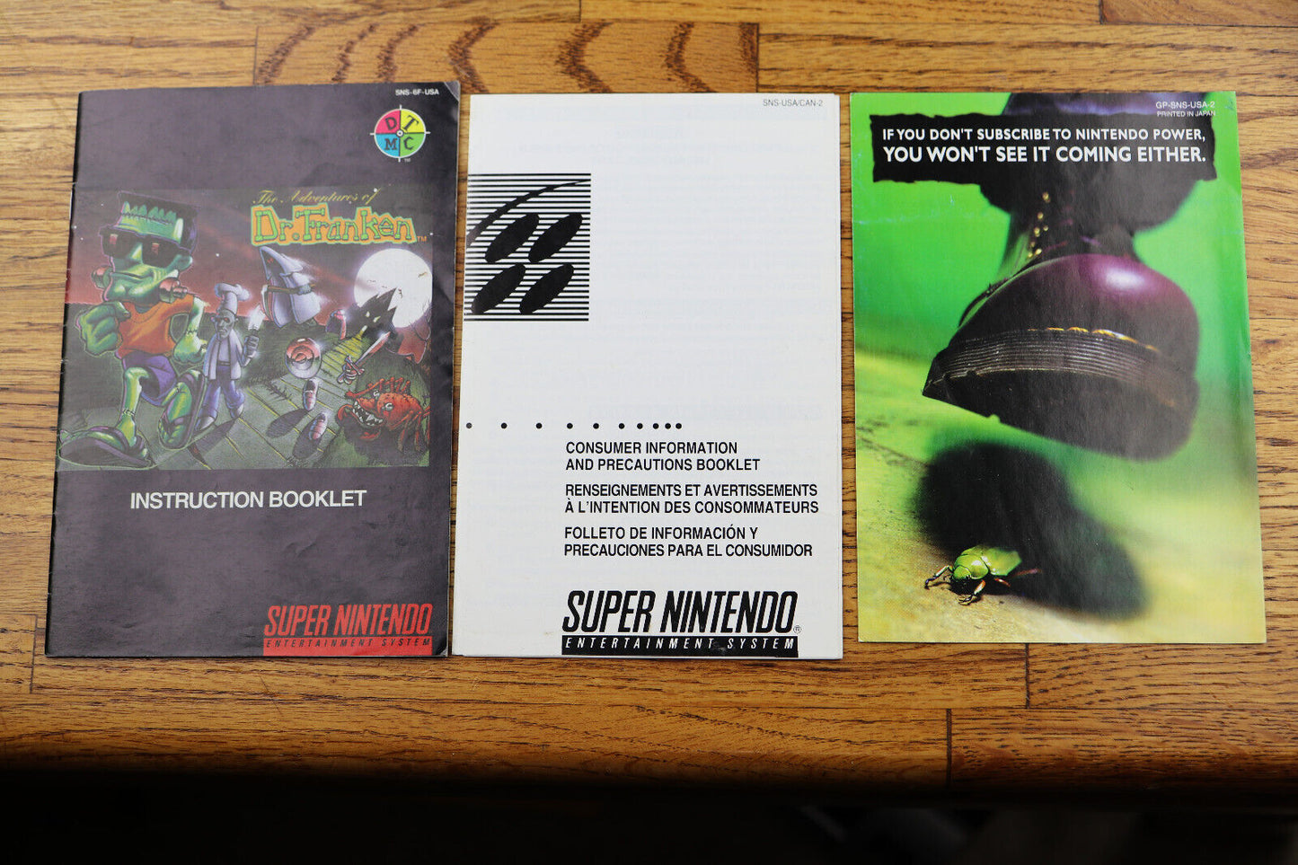 Dr Fraken and Other Super Nintendo Instruction Manual Only All Three