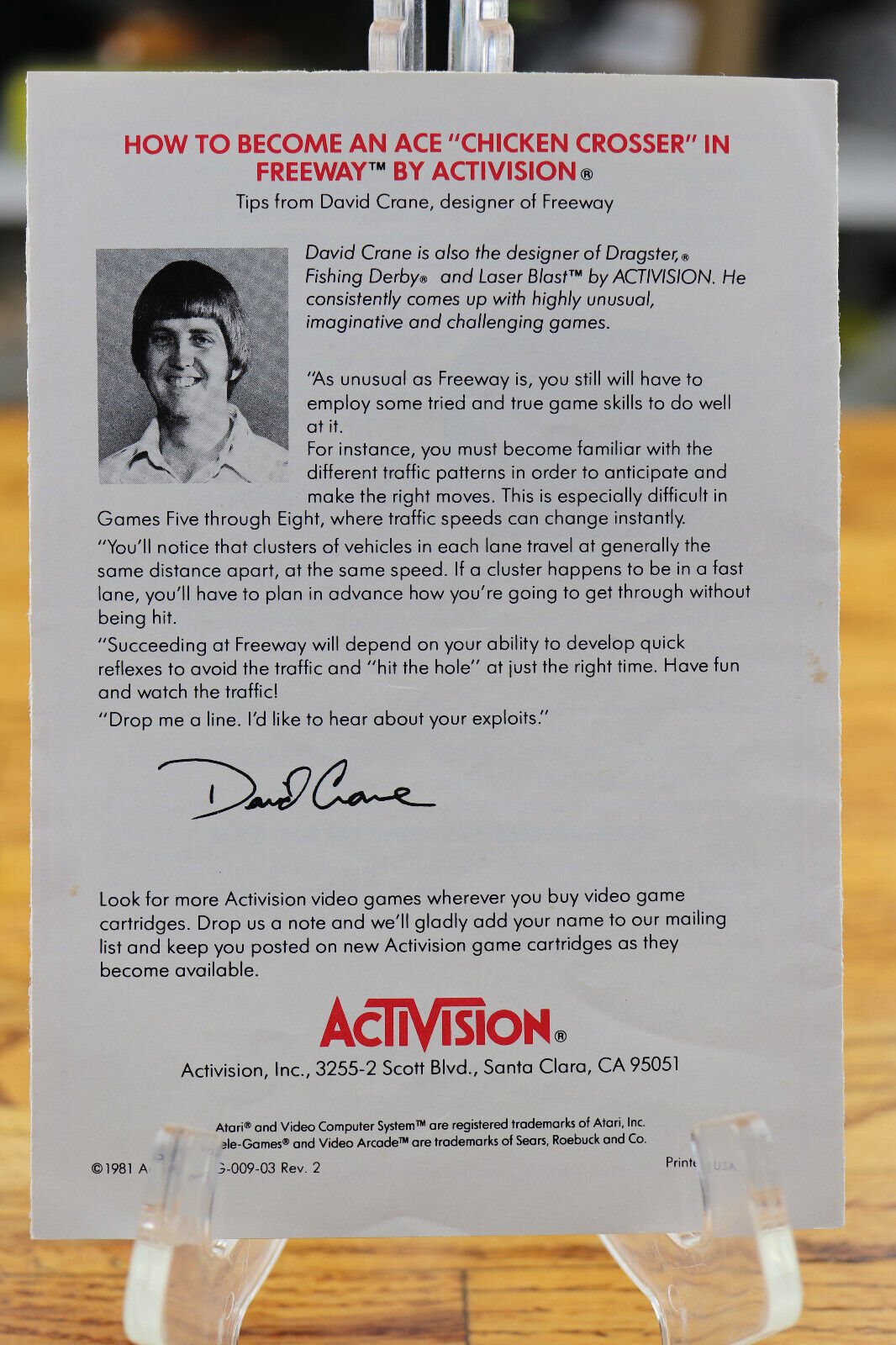 Activision Freeway Game Instruction Manual ONLY no game See pic