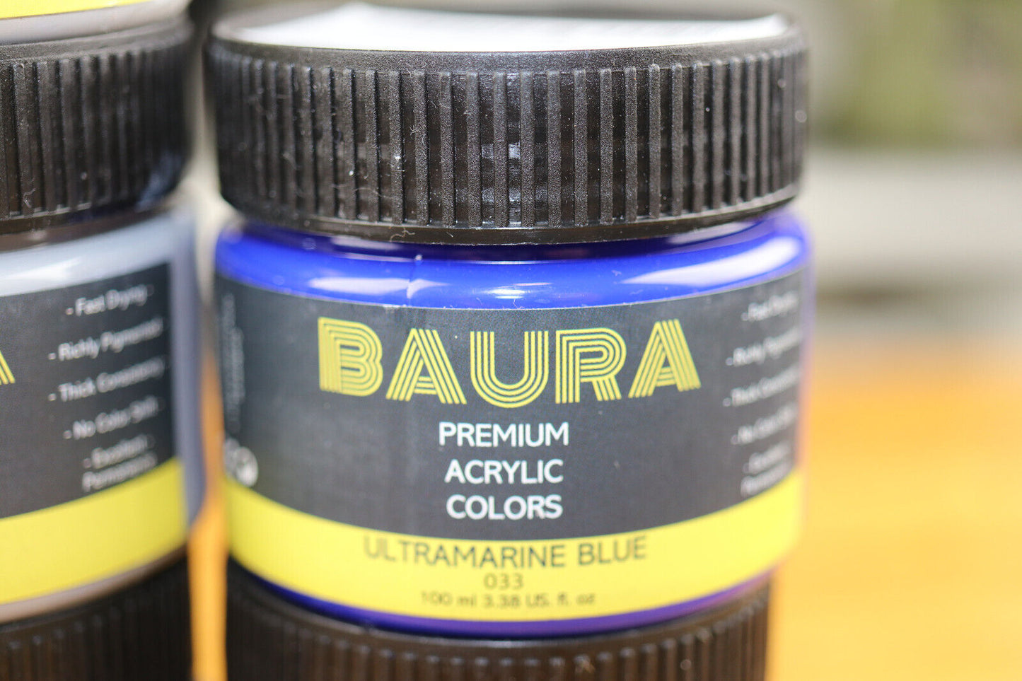 Lot of 7 - Baura Premium Acrylic Paint 100 ml 3.38 Fl. Oz. Red / Grey / Blue