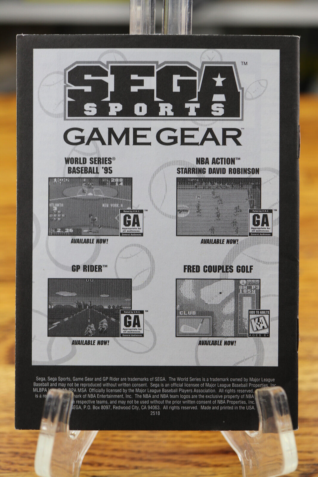 Sega Sports NFL 95 Instruction Manual ONLY for Sega Game Gear
