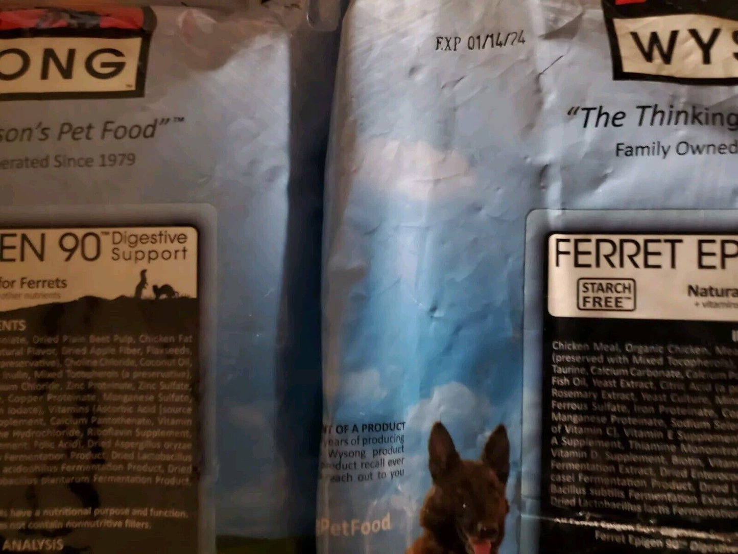 Lot Of 2 Bags Of Wysong Ferret Epigen 90 Digestive Support - Dry Food - 5 Pound