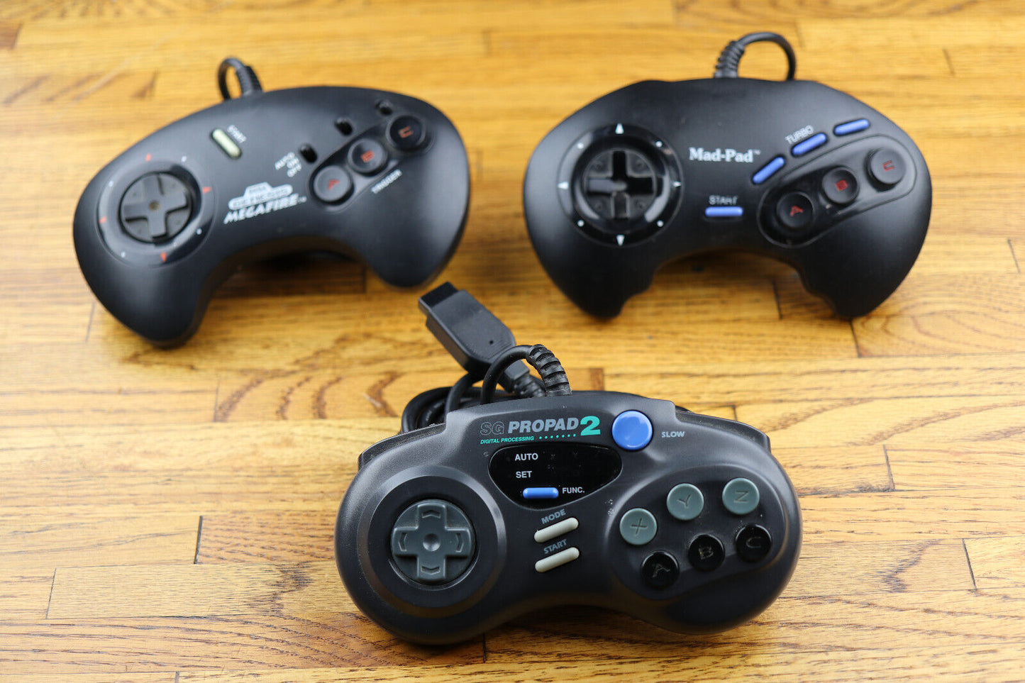 Lot of 3 - Sega Controllers Mad pad / SG propad 2 / Mega Fire / All work Good