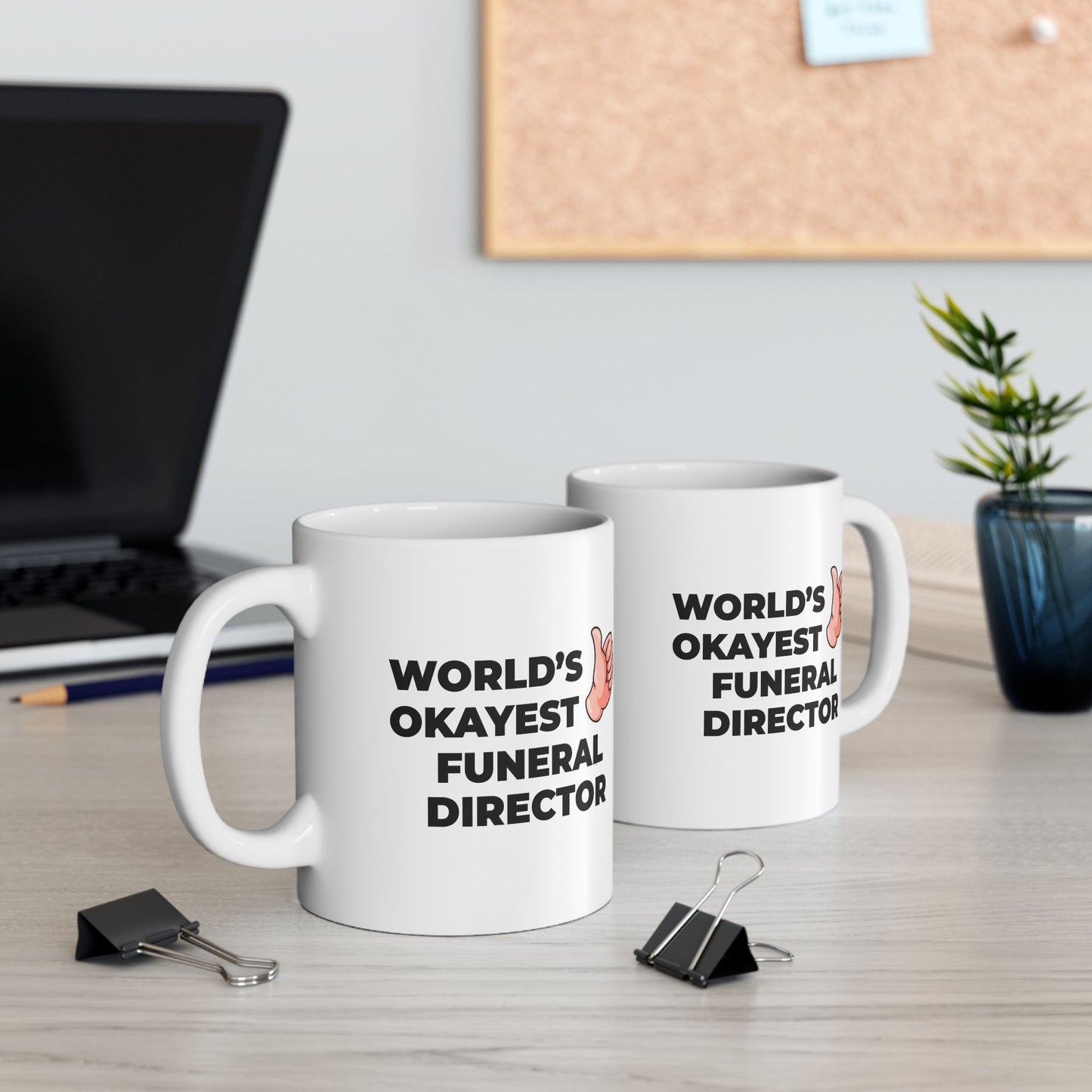 Taglines Gift Co. - World's Okayest Funeral Director 11 oz Ceramic Mug - Novelty Coffee Tea Cup