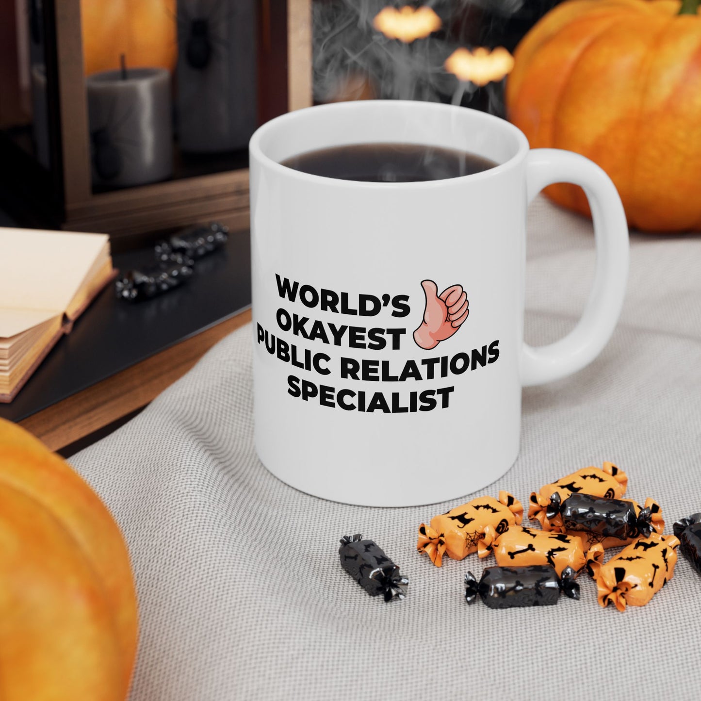 Taglines Gift Co. - World's Okayest Public Relations Specialist 11 oz Ceramic Mug Novelty Coffee Tea Cup