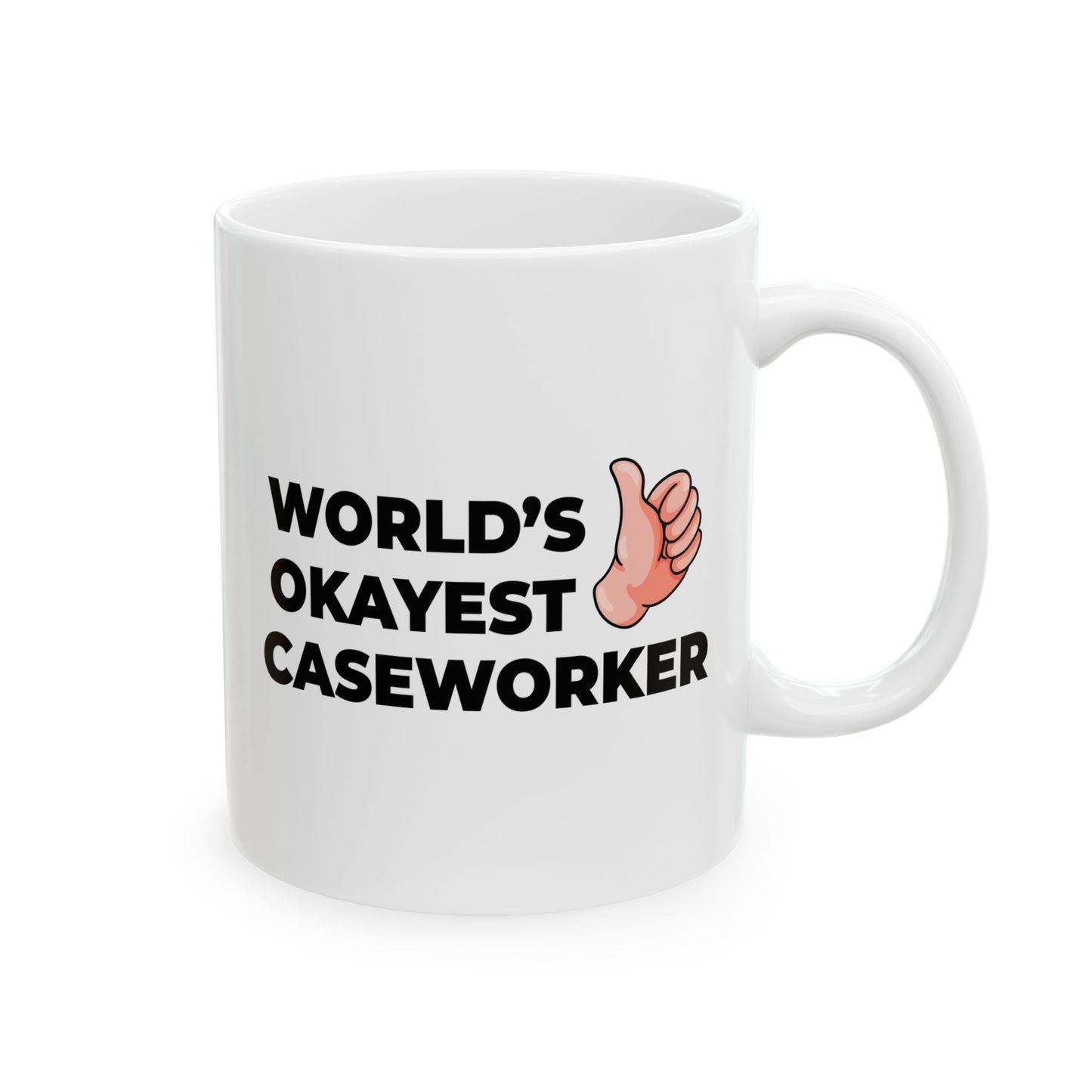 Taglines Gift Co. - World's Okayest Caseworker 11 oz Ceramic Mug - Novelty Coffee Tea Cup