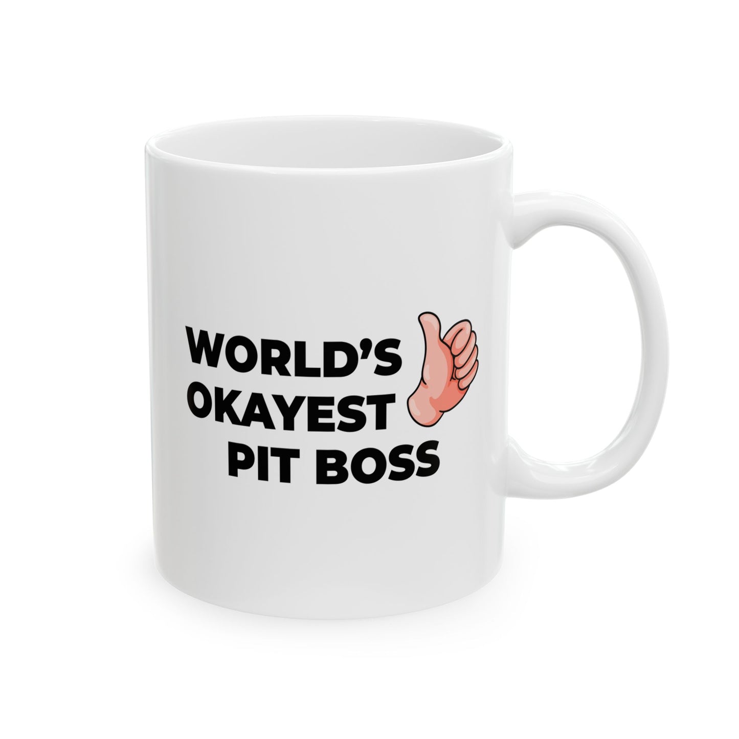 Taglines Gift Co. - World's Okayest Pit Boss 11 oz Ceramic Mug Novelty Coffee Tea Cup