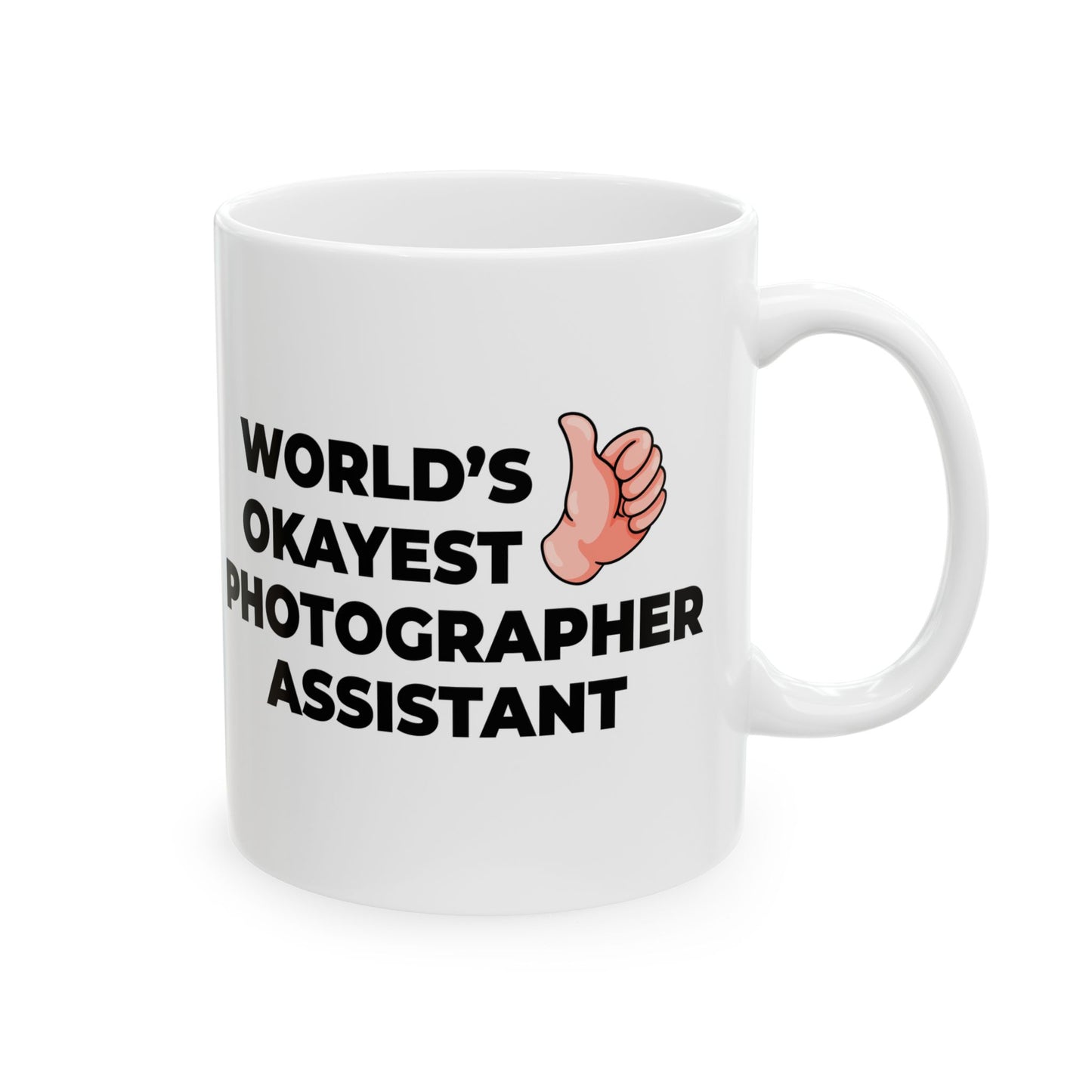 Taglines Gift Co. - World's Okayest Photographer Assistant 11 oz Ceramic Mug Novelty Coffee Tea Cup