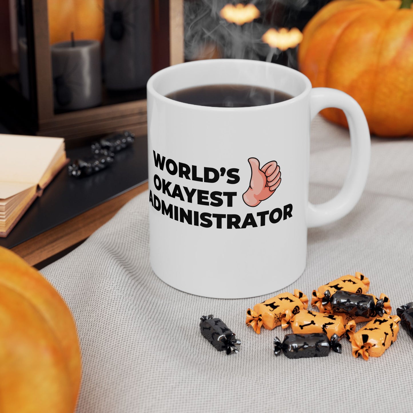 Taglines Gift Co. - World's Okayest Administrator 11 oz Ceramic Mug - Novelty Coffee Tea Cup