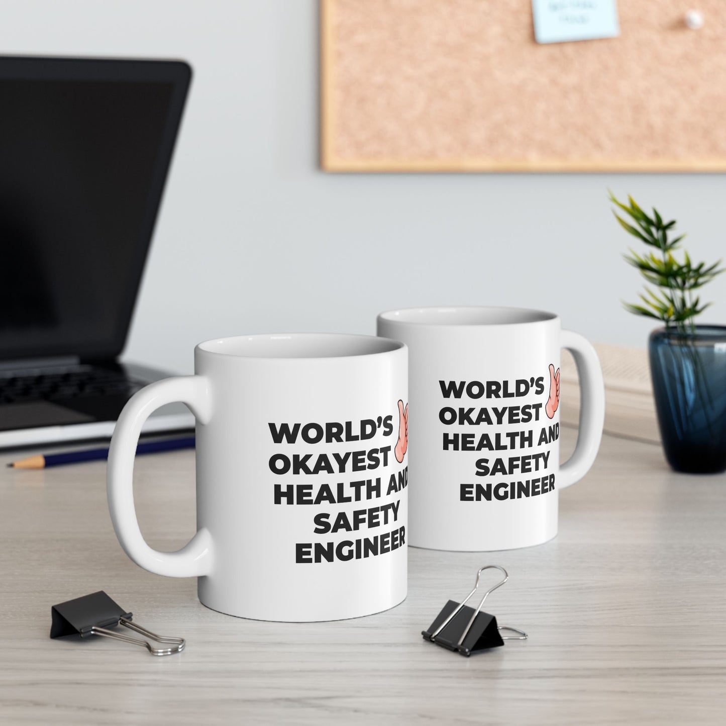 Taglines Gift Co. World's Okayest Health And Safety Engineer 11 oz Ceramic Mug - Novelty Coffee Tea Cup