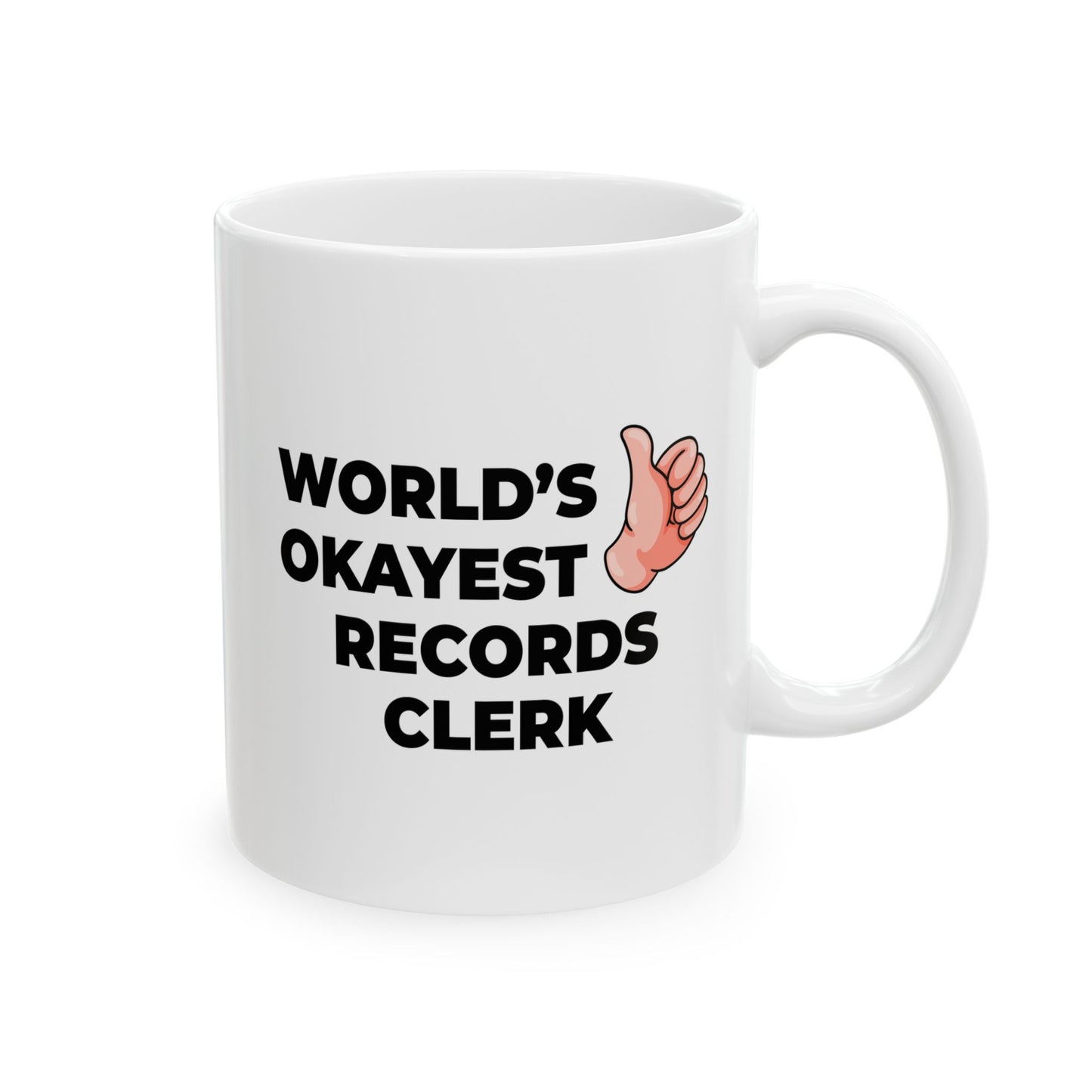 Taglines Gift Co. - World's Okayest Records Clerk 11 oz Ceramic Mug Novelty Coffee Tea Cup