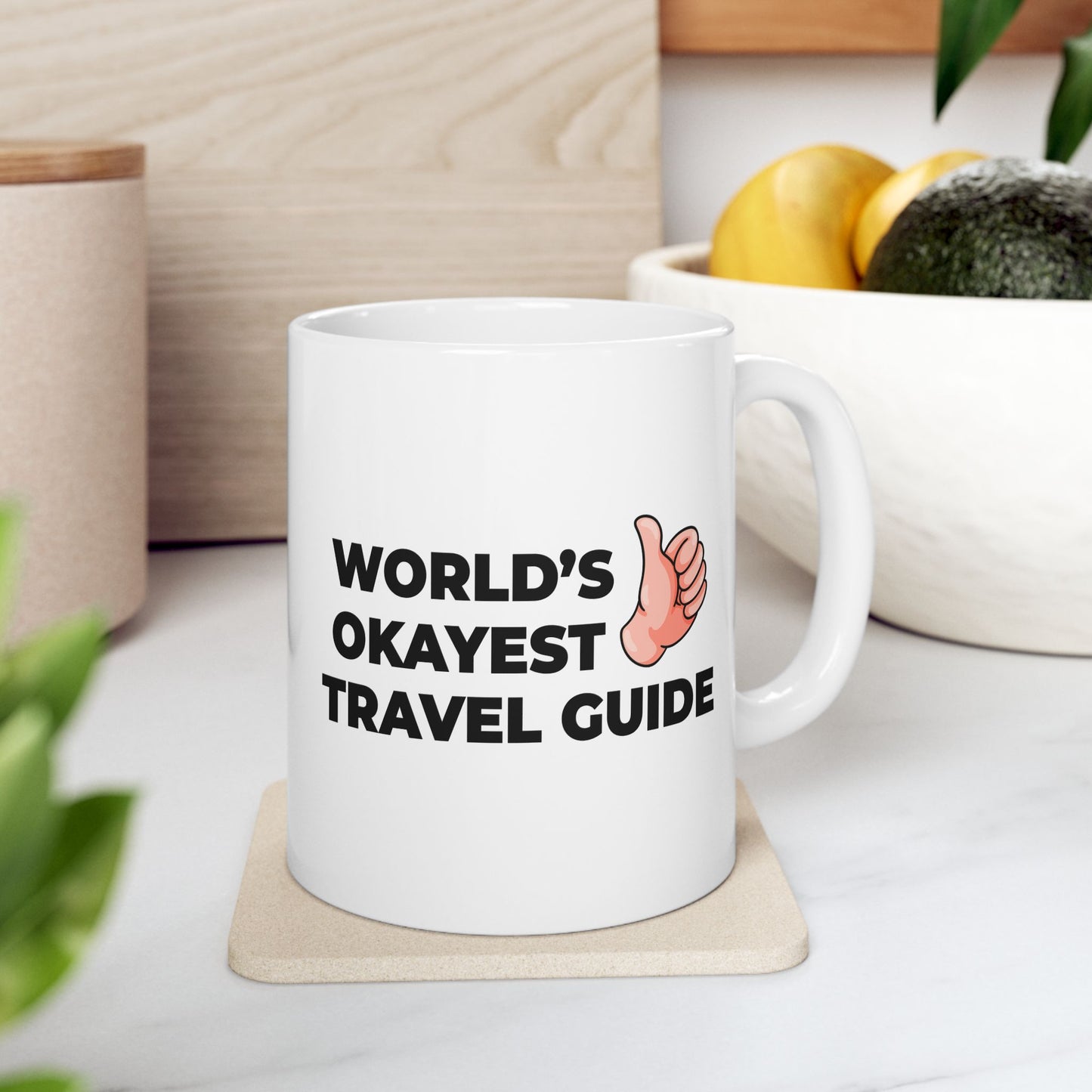 Taglines Gift Co. - World's Okayest Travel Guide 11 oz Ceramic Mug Novelty Coffee Tea Cup