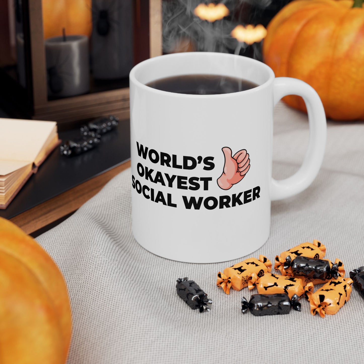 Taglines Gift Co. - World's Okayest Social Worker 11 oz Ceramic Mug Novelty Coffee Tea Cup