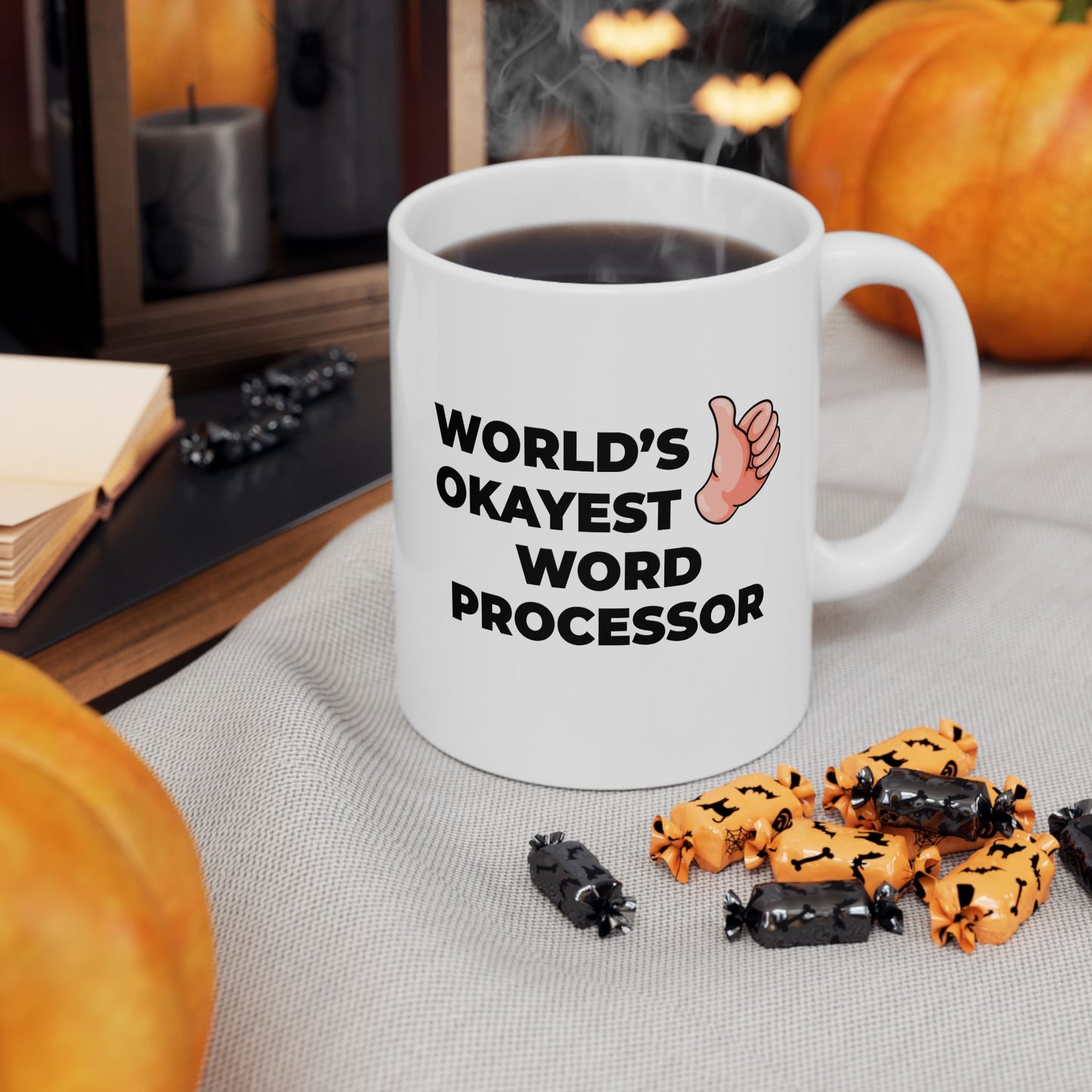 Taglines Gift Co. - World's Okayest Word Processor 11 oz Ceramic Mug Novelty Coffee Tea Cup