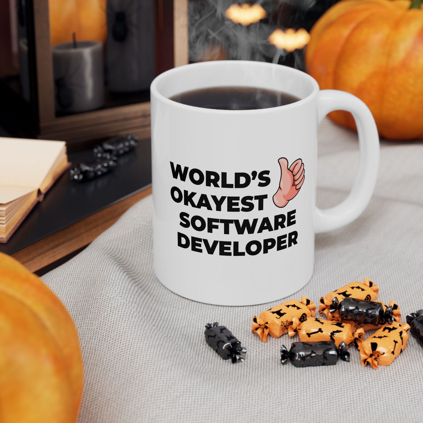 Taglines Gift Co. - World's Okayest Software Developer 11 oz Ceramic Mug Novelty Coffee Tea Cup