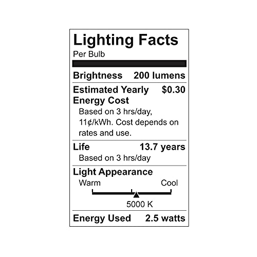 GE 45567 LED Chandelier Light Bulbs, Candle Shape, Clear Daylight, 200 Lumens, 2.5 Watt, 4-Pk. - Quantity 1
