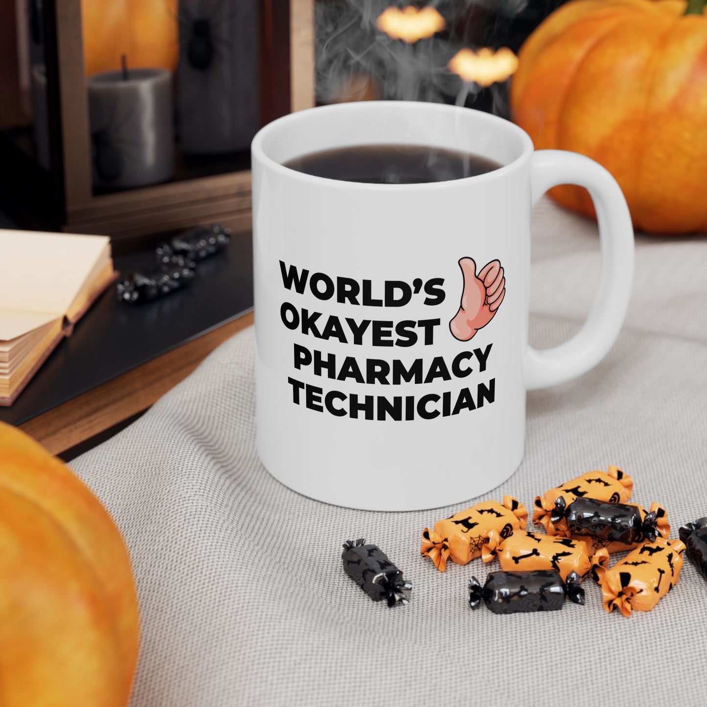 Taglines Gift Co. - World's Okayest Pharmacy Technician 11 oz Ceramic Mug Novelty Coffee Tea Cup