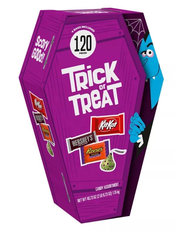 Hershey's Milk Chocolate Assorted Trick or Treat Halloween Candy Coffin Gift Box - 120pc/40.73oz