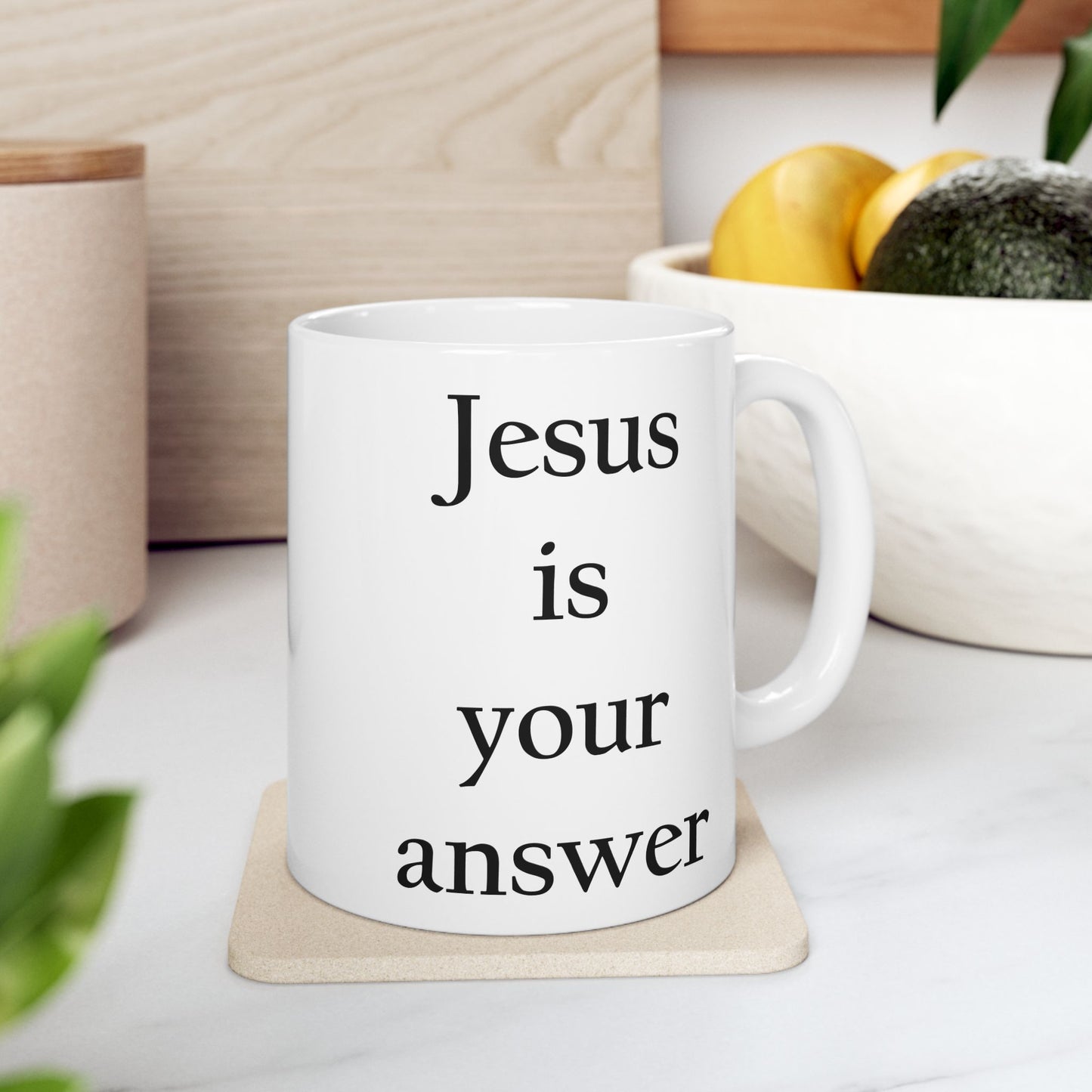 Taglines Gift Co. - Jesus is Your Answer Christian Religious 11 oz Ceramic Mug Novelty Coffee Tea Cup