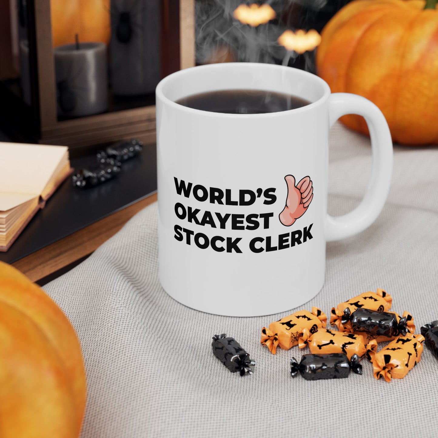 Taglines Gift Co. - World's Okayest Stock Clerk 11 oz Ceramic Mug Novelty Coffee Tea Cup