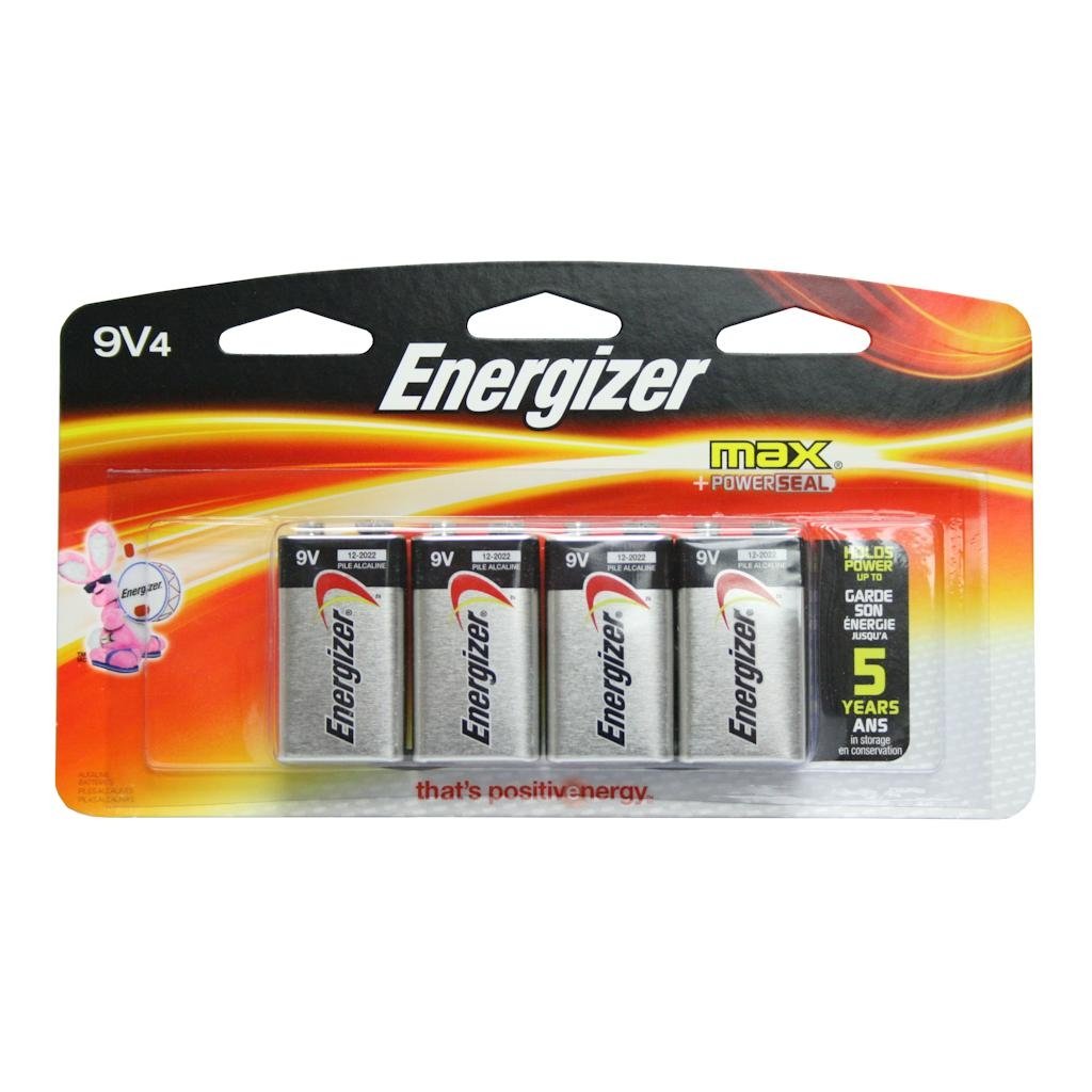 Energizer MAX 9V Batteries (4 Pack), 9 Volt Alkaline Batteries - Packaging May Vary