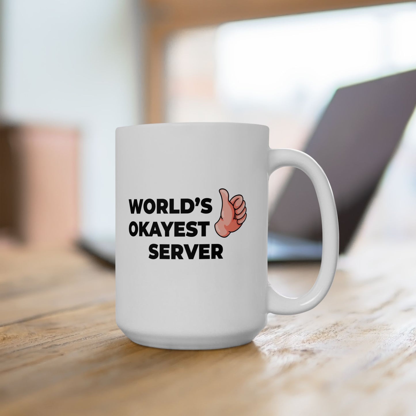 Taglines Gift Co. - World's Okayest Server 11 oz Ceramic Mug Novelty Coffee Tea Cup