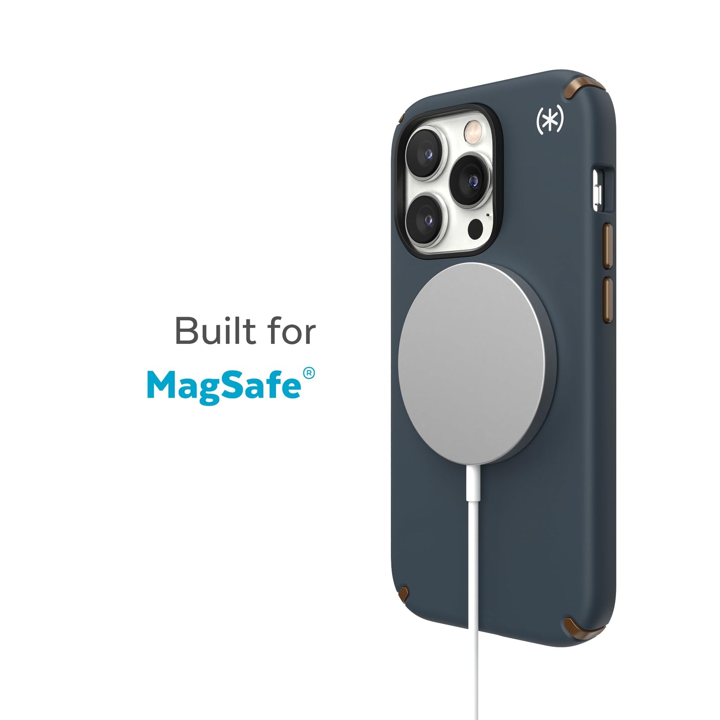 Speck iPhone 14 Pro Max Case-Presidio2 Pro-MagSafe-White/Charcoal/Cool Bronze