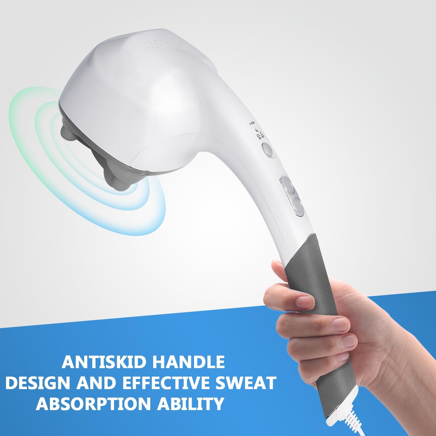 Four Heads Massager, Back Massager, Neck Massager,Negative ion Assisted Massage, Large Area Massage. ABS Silicone Massage Head, Hand held Back Massager, Suitable for Full Body Massage