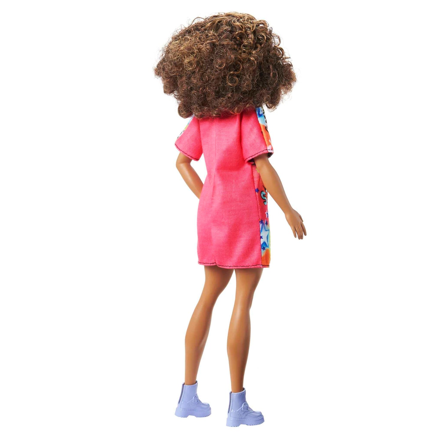 Barbie Fashionistas Doll #201 in Graffiti Dress with Athletic Body, Curly Brunette Hair & Accessories