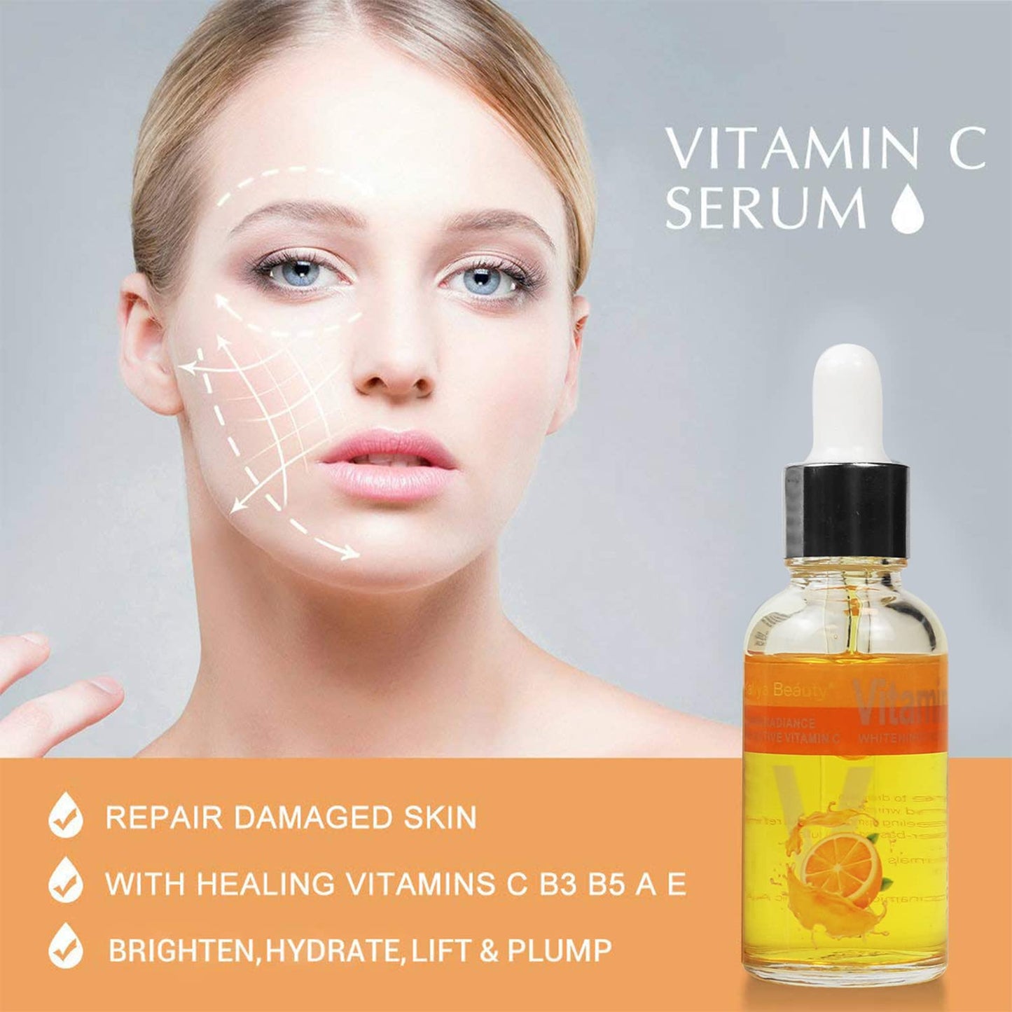 Vitamin C Serum for Face – Anti Aging Face Serum with Vitamin C, Hyaluronic Acid, Vitamin E –Reduce Fine Lines & Wrinkles Moist Skin (1 Fl Oz)