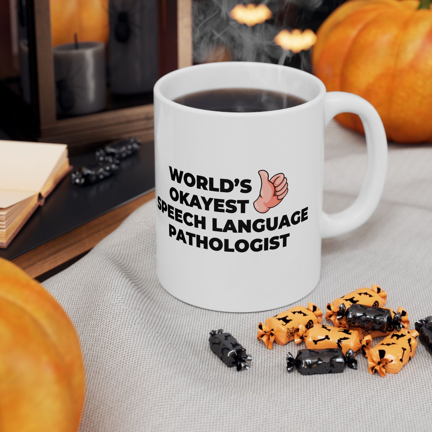 Taglines Gift Co. - World's Okayest Speech Language Pathologist 11 oz Ceramic Mug Novelty Coffee Tea Cup