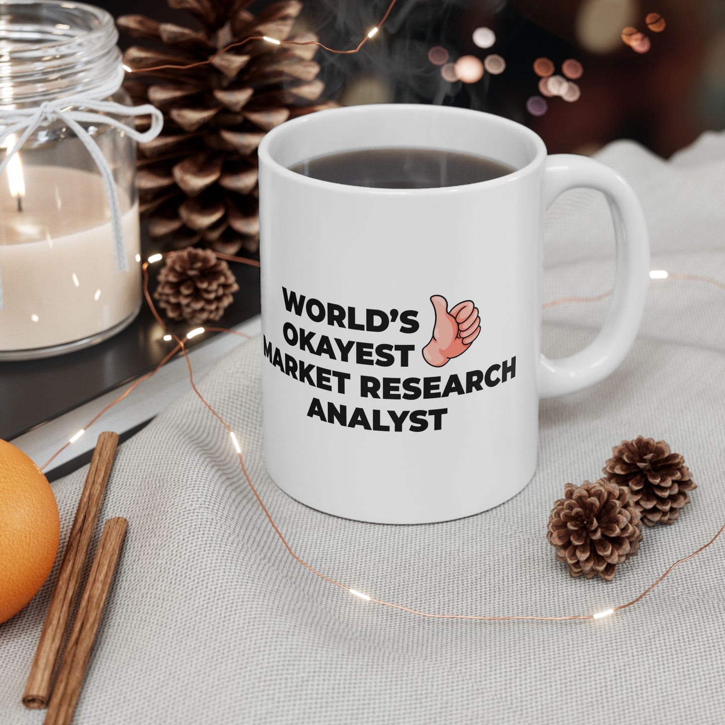 Taglines Gift Co. - World's Okayest Marketing Research Analyst 11 oz Ceramic Mug Novelty Coffee Tea Cup