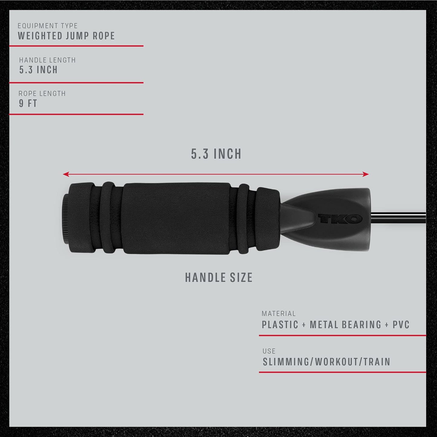 TKO Weighted Grip Jump Rope With Metal Bearings