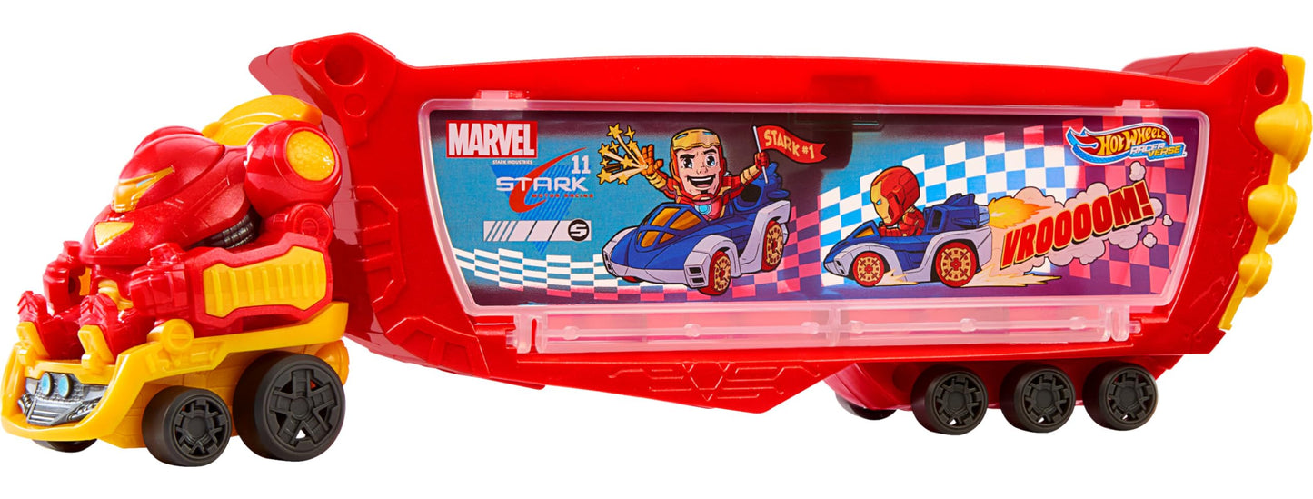 Hot Wheels RacerVerse Marvel Hulkbuster Hauler Play Vehicle, Stores Up to 10 Toy Cars
