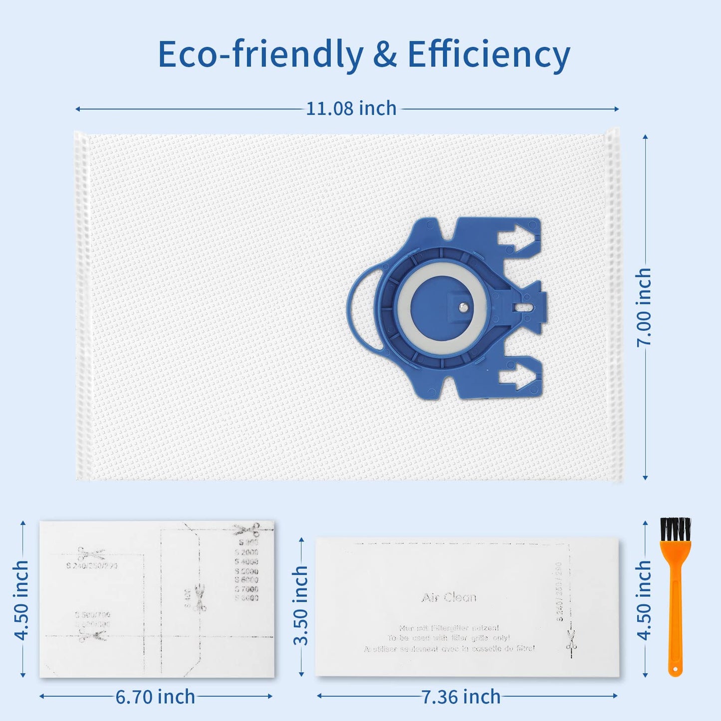 10 Packs 3D Airclean Bags Replacement GN Vacuum Cleaner Bags For C1,2,3 S800,600