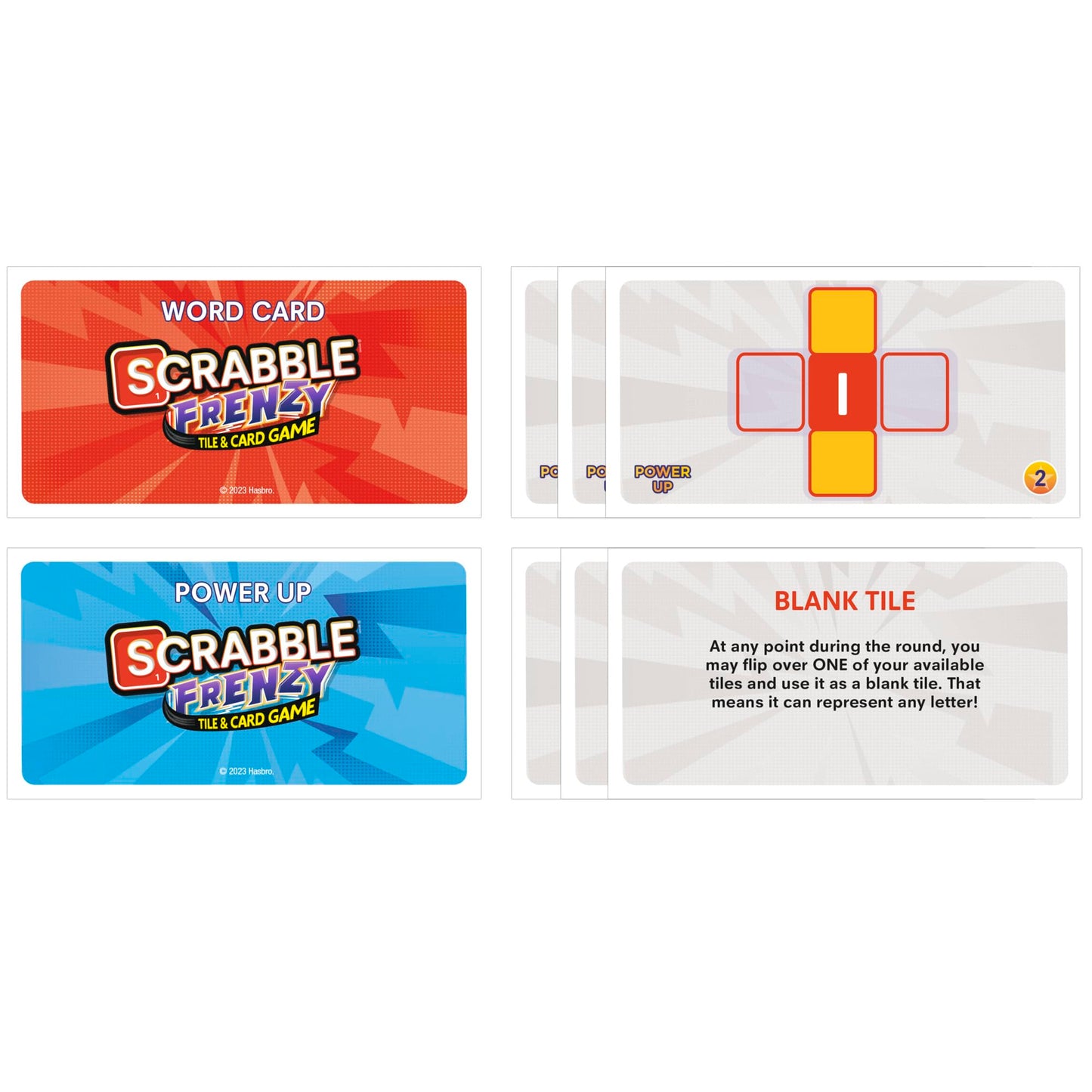 Scrabble Frenzy Tile and Card Game, Fast-Paced Scrabble Game for Family and Kids Ages 8 and Up, Easy to Learn Card Game for 2 to 4 Players