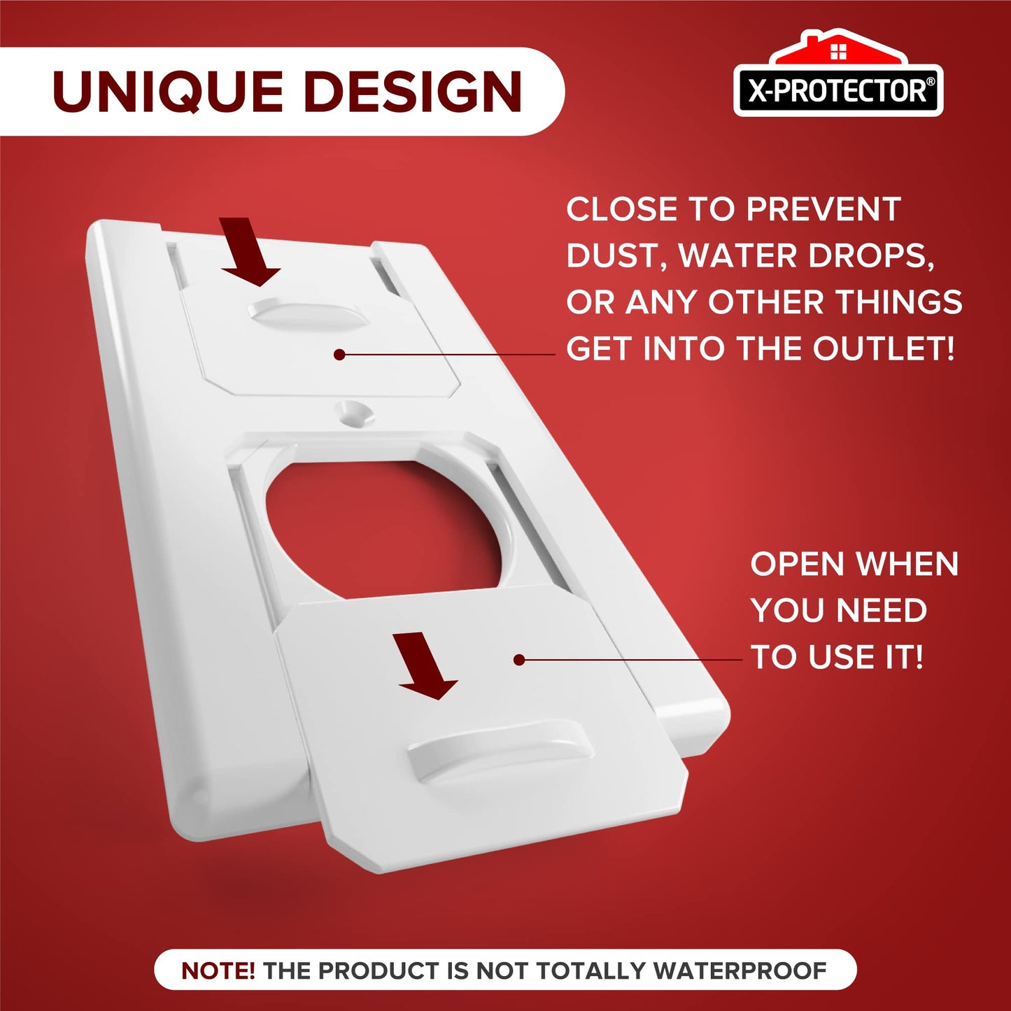 X-Protector Outlet Covers Wall Plate - Electrical Outlet Cover Plates with Protective Lids - Wall Plates with Open & Close Plug Covers for Electrical Outlets - Socket Covers for Outlets (6 PCS, White)