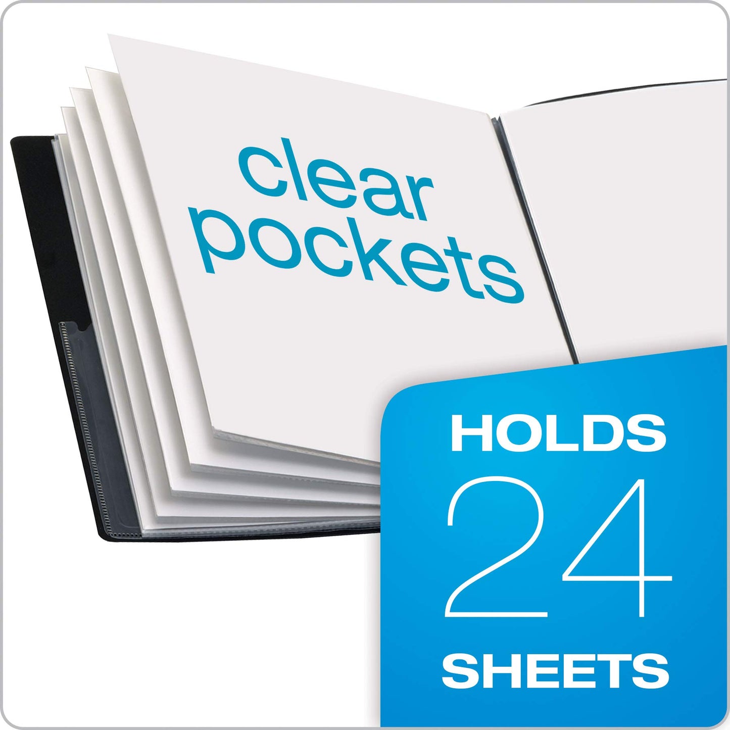 Cardinal Custom ShowFile Presentation Book, 12 Pockets, Holds 24 Letter-Size Sheets, Customizable Cover, Black (50132CB)