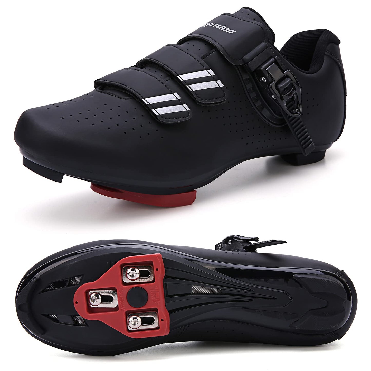 Mens Womens Cycling Shoes Compatible with Pelaton Bike Shoes Road Bike Shoes Riding Bicycle Pre-installed with Delta Cleats Clip Indoor Outdoor Pedal Size 9 Black