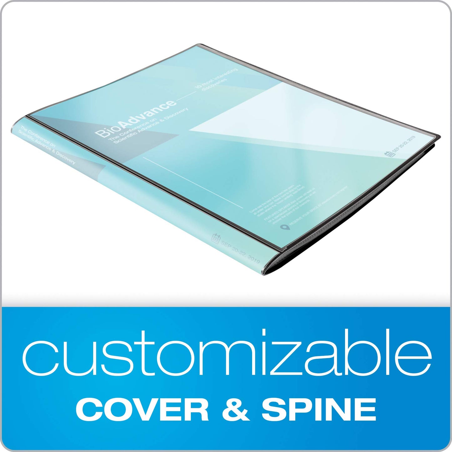 Cardinal Custom ShowFile Presentation Book, 12 Pockets, Holds 24 Letter-Size Sheets, Customizable Cover, Black (50132CB)