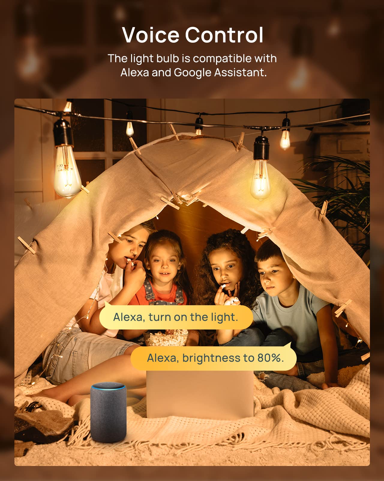 Linkind Smart Edison Bulbs, WiFi LED E26 Edison Bulbs, Dimmable ST19 Vintage Filament Light Bulb, 45W Equivalent, 2200K Soft White, 350lm, Compatible with Alexa, Google Home, No Hub Required, 4 Pack