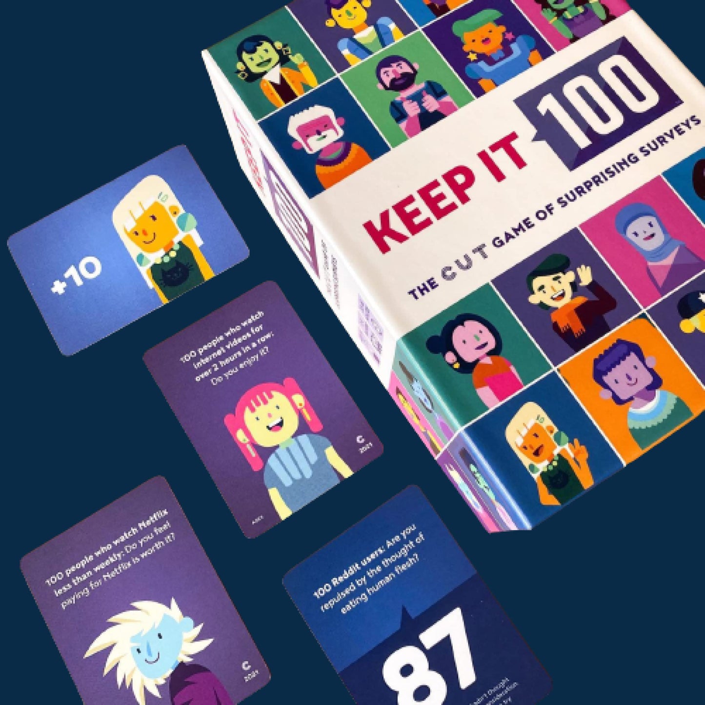 Keep It 100: The Adult Party Game of Surprising Surveys | Social Intelligence Guessing Game | How Well Do You Know Your Friends Card Game for Adults by Cut