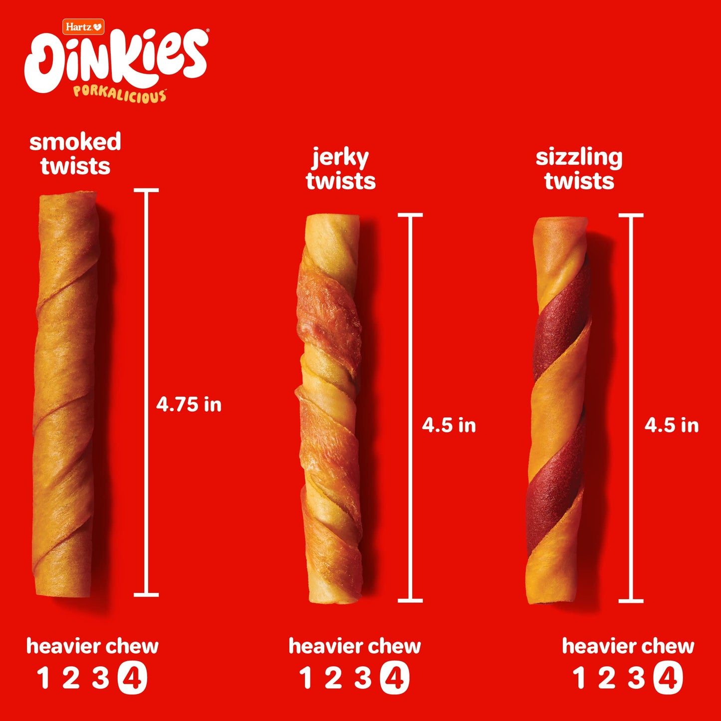 Hartz Oinkies Rawhide-Free Bacon Wrapped Smoked Pig Skin Twists Dog Treats, 8.7oz (8 Count)