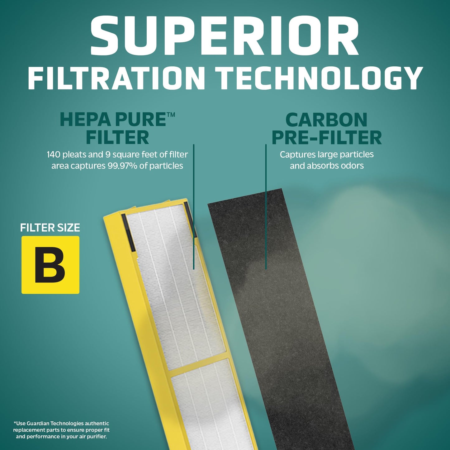 GermGuardian Air Purifier Replacement Filter B, FLT4825, HEPA Pure, AC4820, AC4825
