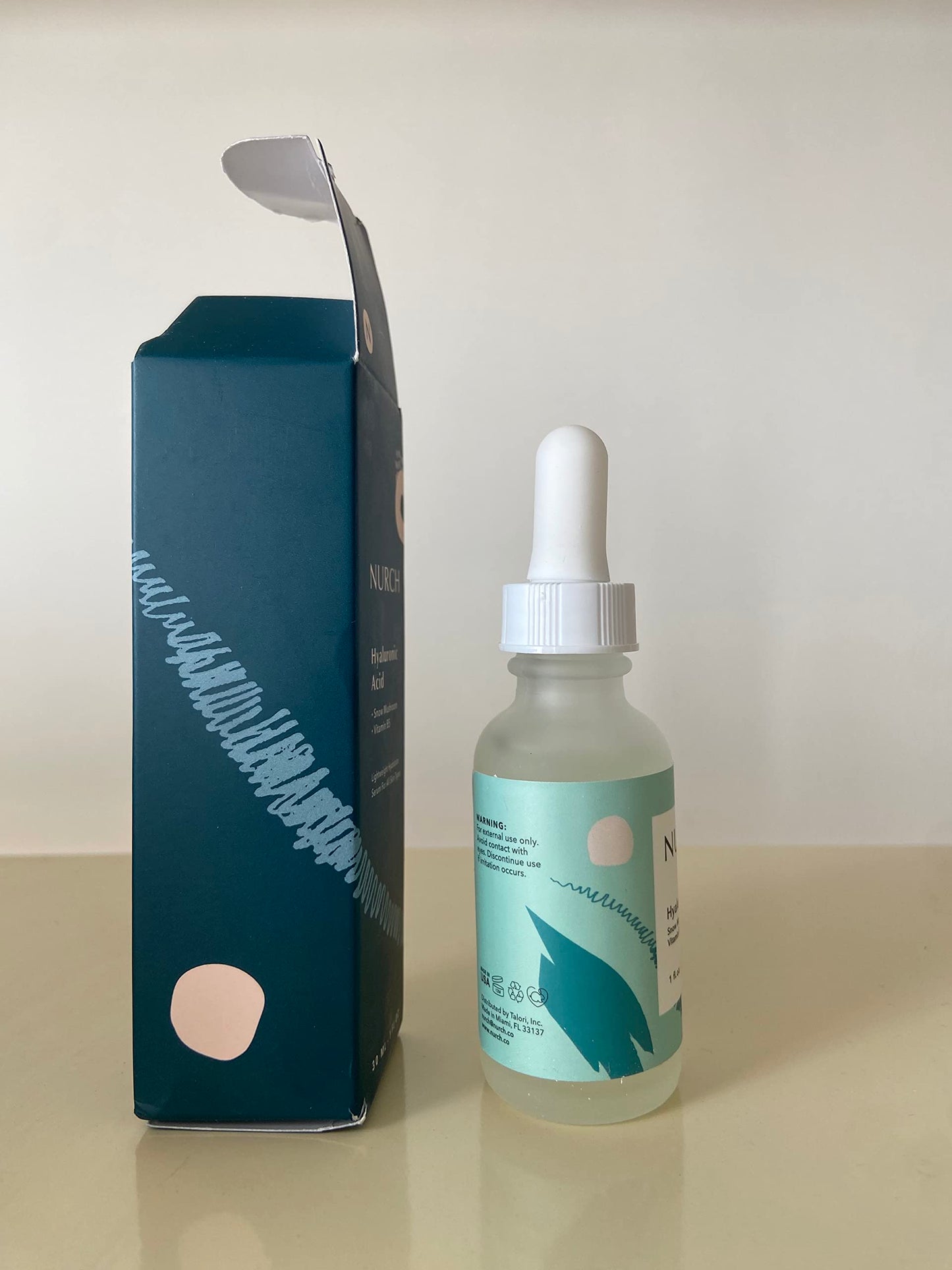NURCH Hyaluronic Acid Serum With Snow Mushroom & Vitamin B5, 1 oz. Vegan & Fragrance-Free