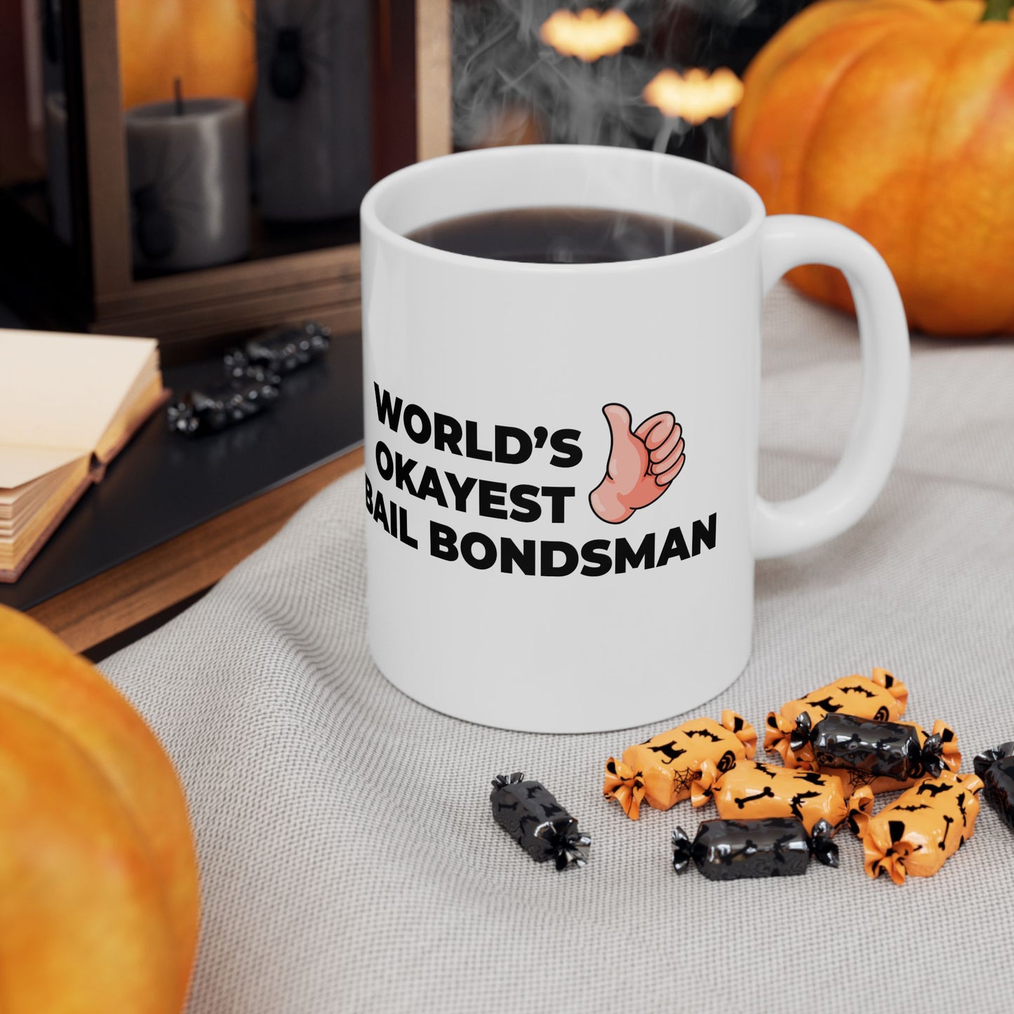 Taglines Gift Co. - World's Okayest Bail Bondsman 11 oz Ceramic Mug - Novelty Coffee Tea Cup