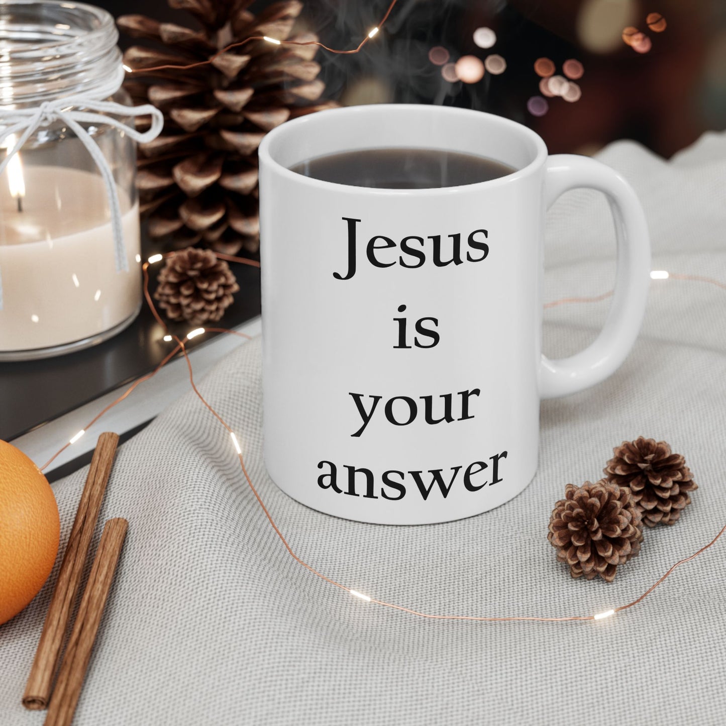 Taglines Gift Co. - Jesus is Your Answer Christian Religious 11 oz Ceramic Mug Novelty Coffee Tea Cup
