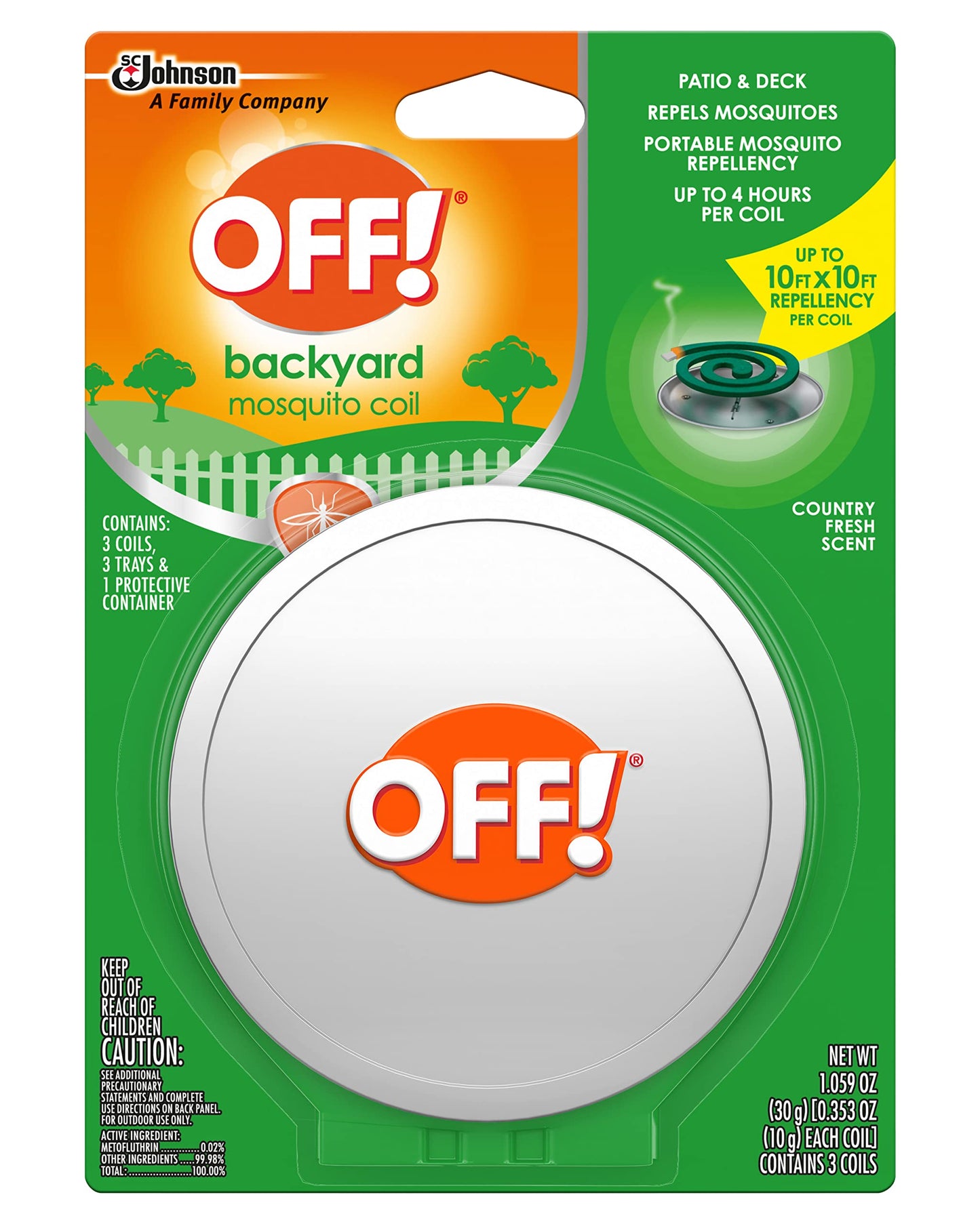 OFF! Backyard Mosquito Repellent Coil Starter Pack, Deterrent Devices, 1.059 oz, 3 Piece