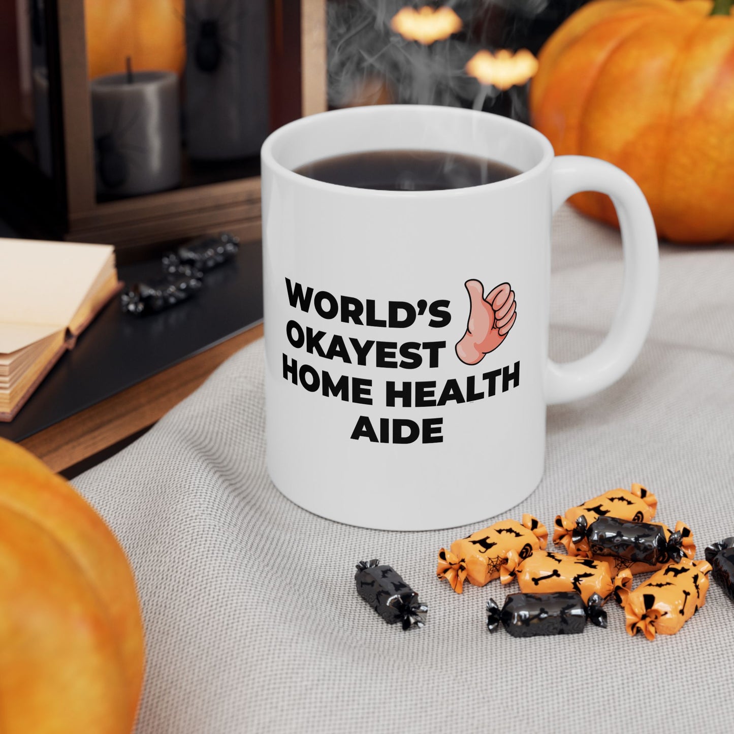 Taglines Gift Co. - World's Okayest Home Health Aide 11 oz Ceramic Mug - Novelty Coffee Tea Cup